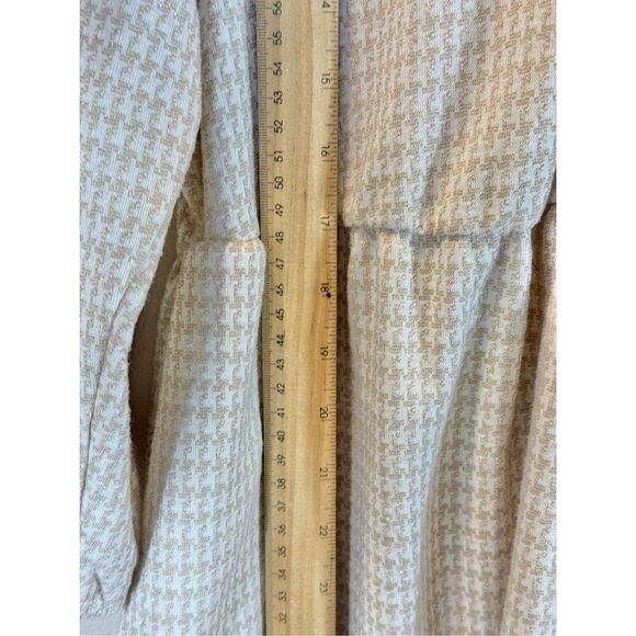 Draper James RSVP Tiered Tan Houndstooth 3/4 Puff Sleeve Mini Dress Women's XL - Picture 9 of 13